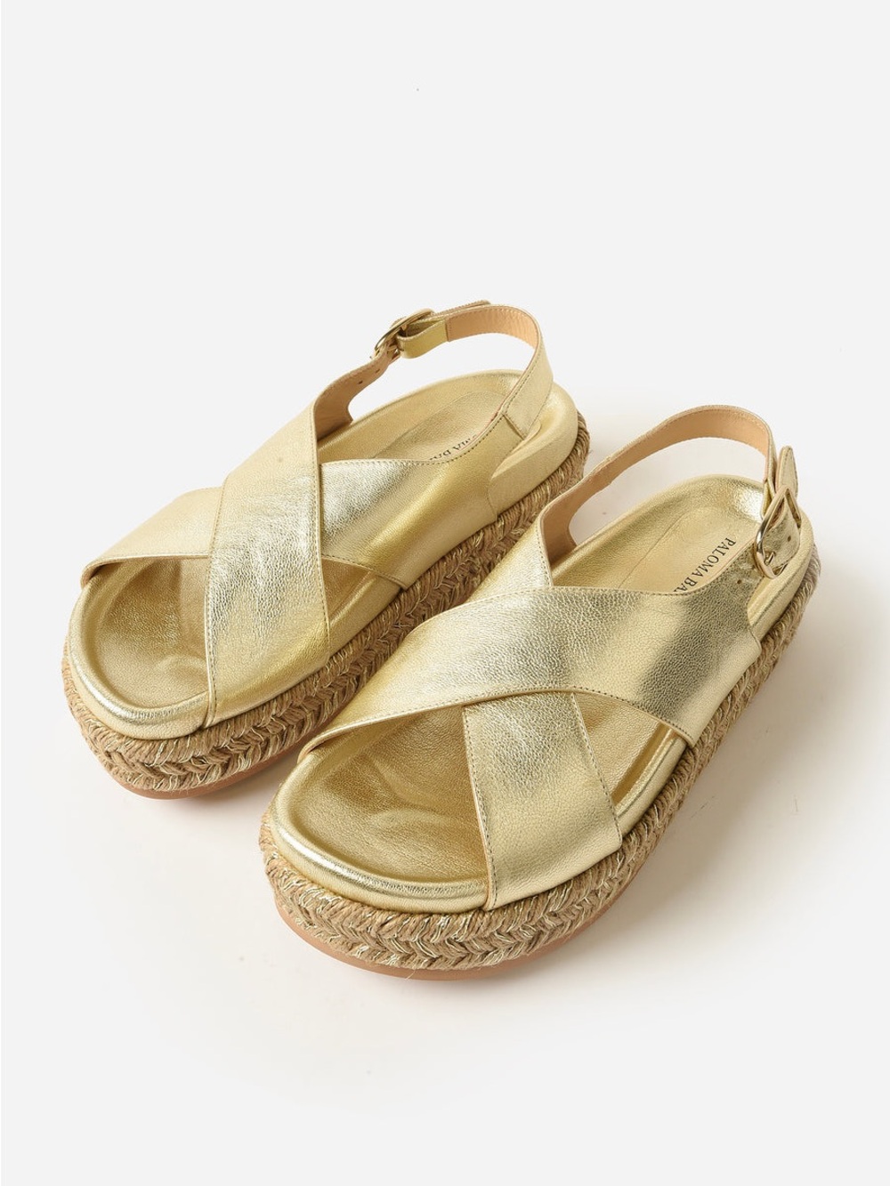 Paloma Barcelo Metallic Gold Crisscross Espadrille Sandals